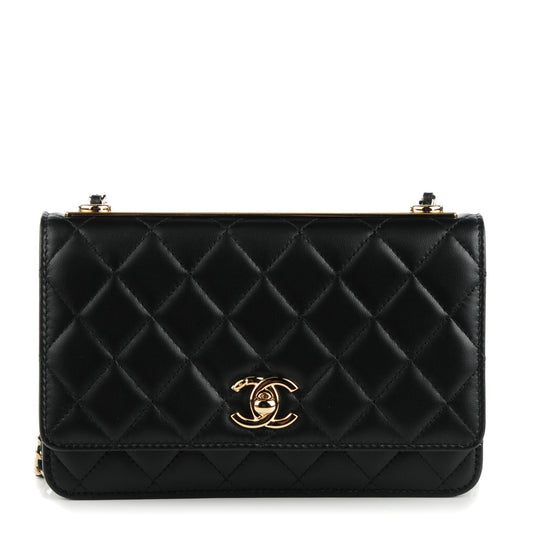 Chanel Trendy CC Wallet on Chain WOC Black Lambskin Gold Hardware
